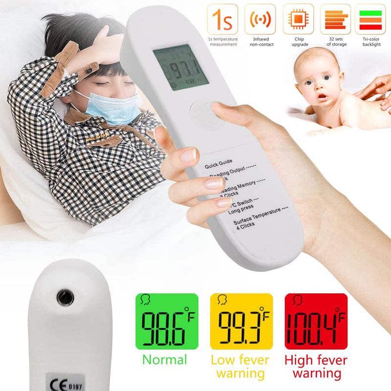 [Australia - AusPower] - No-Touch Forehead Thermometer, LCD Digital Infrared Thermometer for Adults Ultra-Sensitive Sensors, Large LED Digits, Quiet Vibration Feedback, Non Contact 