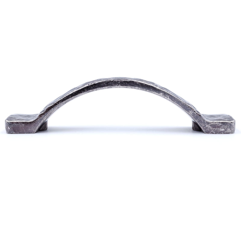 Jetland Arched Hammered Cabinet Pulls - 6-Pack, Aged Silver, 3" Hole Centers, Rustic Solid Cast Handle Pulls for Dresser Nightstand Furniture, HT0611OS76 3 Inch Hole Centers