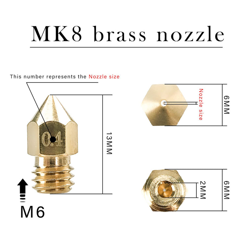 MK8 Nozzles 24 pcs 3D Printer Extruders Brass Nozzles 0.2mm, 0.4mm,0.6mm, 0.8mm, 1.0mm CR-10 Nozzle with DIY Tools and Metal Storage Box for CR-8 / CR-10 / Ender 3 / Ender 3S / 5/6 and so on MK8 Brass Kit: Various Nozzles