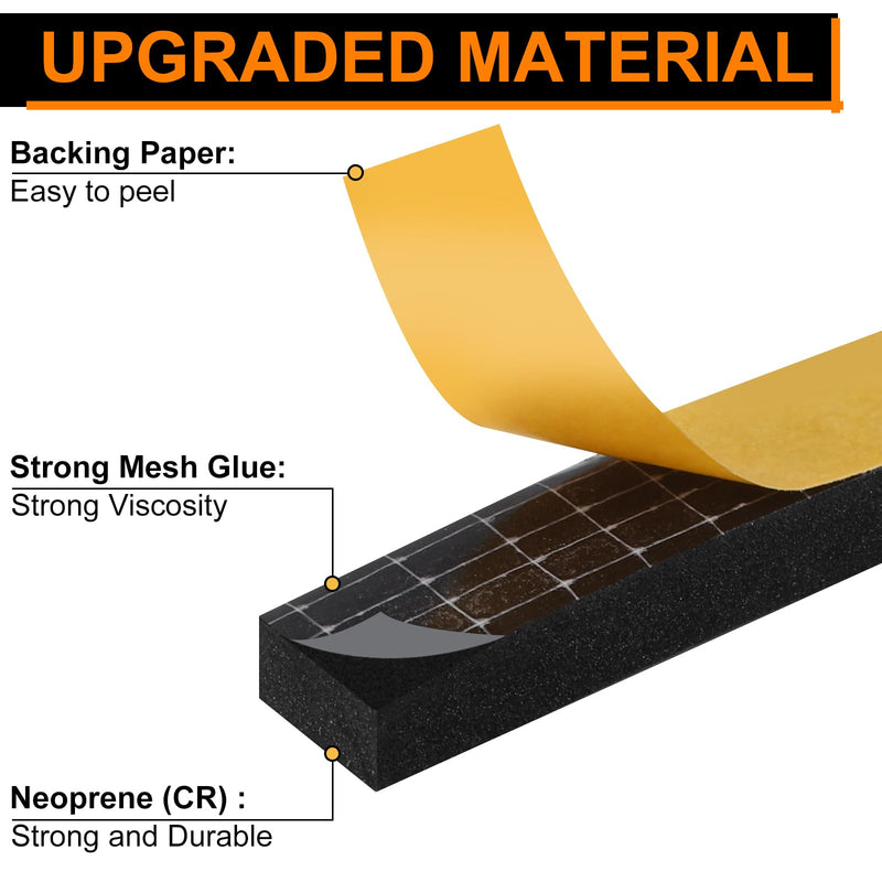 [Australia - AusPower] - 33Ft Door Weather Stripping, (1/2in x 1/4in), Strong Adhesive, Sound Proof, Door Insulation, Weatherproof Foam Tape for Doors, Weatherstripping for Doors Frames, Windows 1/2in × 1/4in × 33FT 