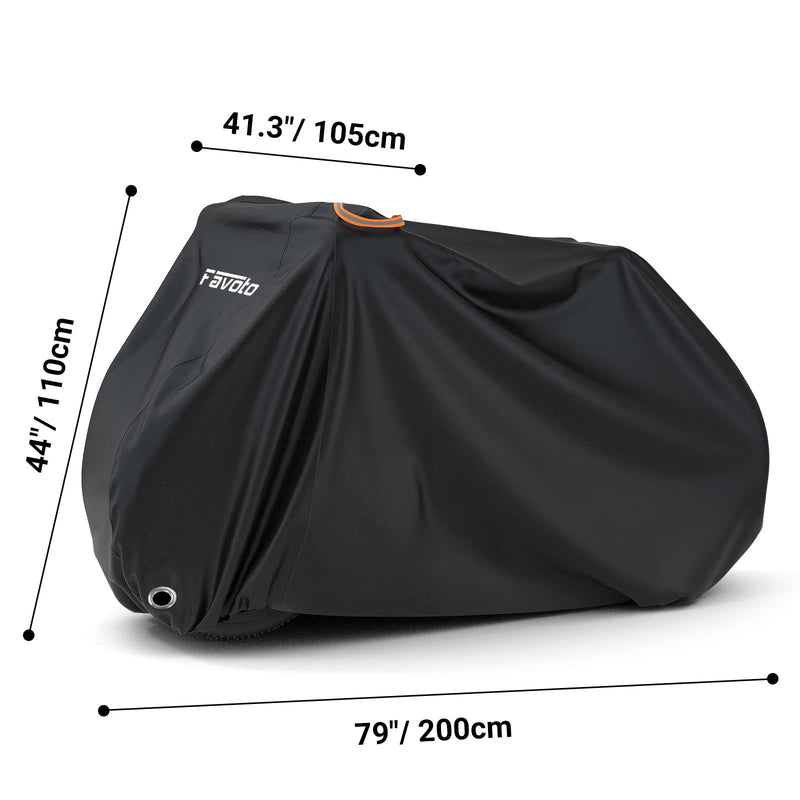 [Australia - AusPower] - Favoto Bike Cover Waterproof Outdoor Bicycle Cover for 2-3 Bikes UV Snow Wind Proof with Anti-Theft Lock Hole Reflective Straps Storage Bag for Mountain Road Electric City Bike 79x41.3x44 Inch Black 