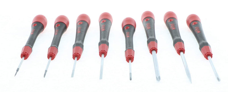 Wiha 26193 Slotted & Phillips Screwdriver Set, 8 Piece, Soft PicoFinish Handles, Canvas Pouch, Chrome Finish
