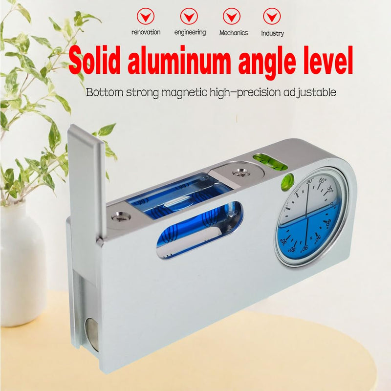 [Australia - AusPower] - Solid aluminum alloy small level ruler tilt angle measurement portable mini adjustable horizontal bubble magnetic universal bubble (blue（blue）) Blue（blue） 