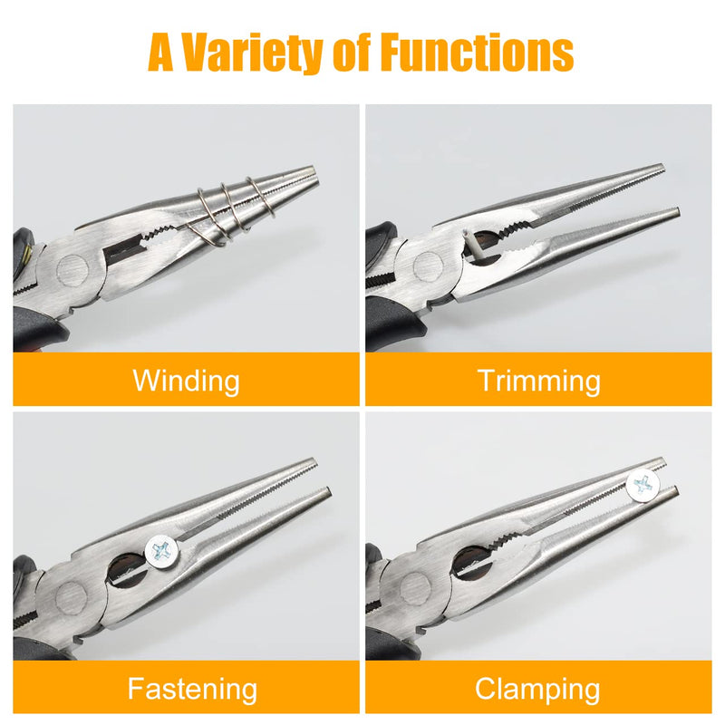 [Australia - AusPower] - Premium VISE-GRIP Long Needle Nose Pliers- 8” & 6‘’, Paper Clamp Precision, High Carbon Steel, Soft Grip with Wire Cutter, Long Nose Cutting Pliers for Home, Fishing, Jewelry, Crafts,2pcs 