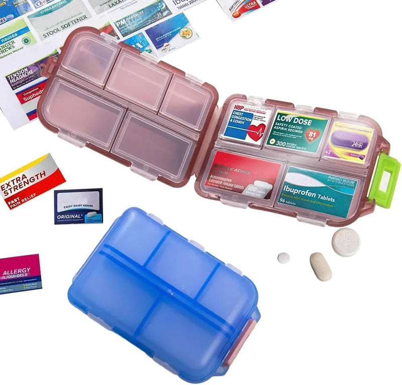 [Australia - AusPower] - Pill Organizer with Medicine Labels Travel Daily Pill Container Mini Medication Organizer Storage Pill Organizer Pill Case 7 Day Pill Organizer(Pink, 161 Lables) Pink Pill Box with Stickers 