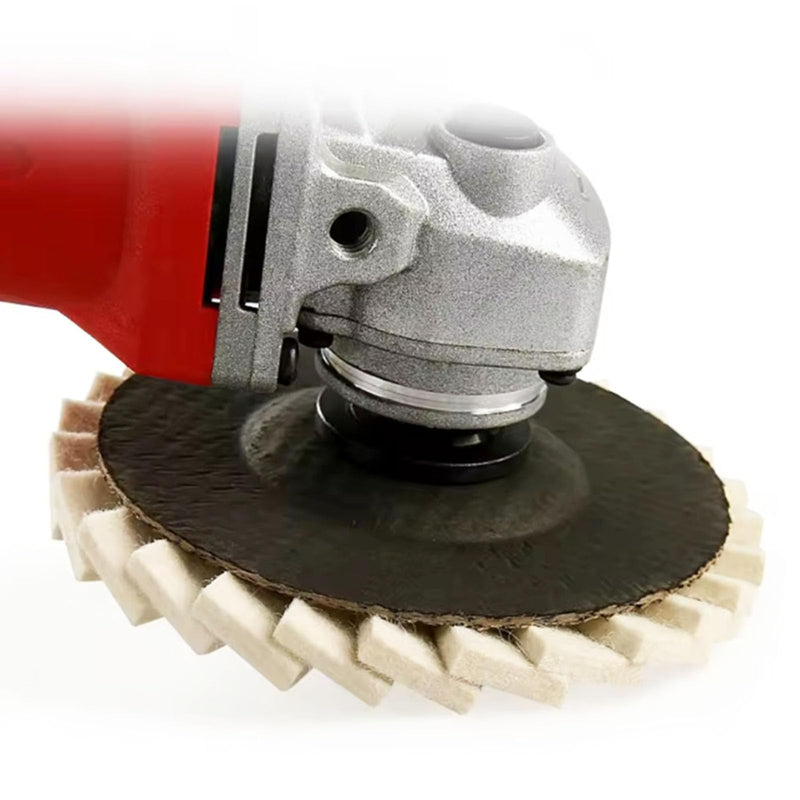 5 Pcs Wool Felt Flap Polishing Discs, Corrugated Buffing Wheel Pad for Angle Grinder Stainless Steel, Aluminum Metal Surface Finishing Restoration Kit