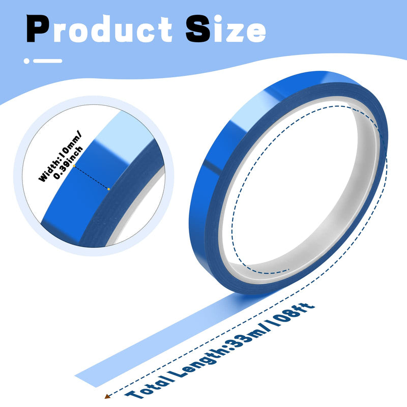 HTVRONT Heat Tape Dispenser + 4 Rolls Heat Tape for Sublimation White + 4 Rolls Heat Resistant Tape Blue10mm x33m(108ft)