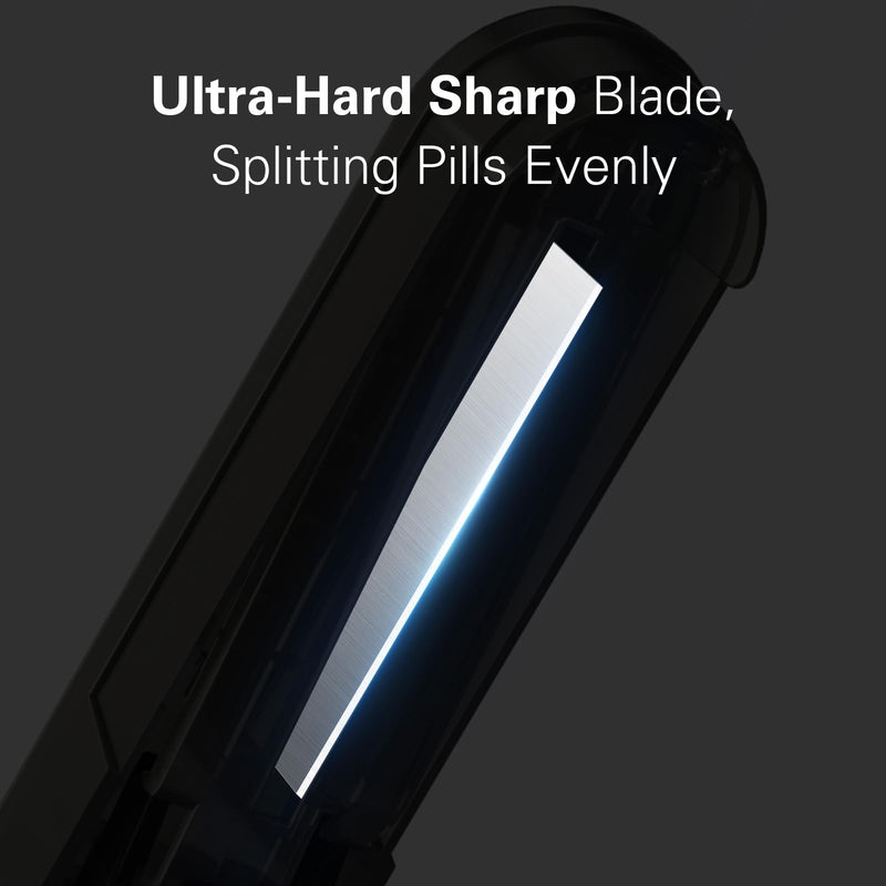 [Australia - AusPower] - ONE PIX Pill Cutter Splitter for Small and Tiny Pills, Pill Cutter for Cutting Multiple Pills at a Time in Half, Pill Cutter for Small or Large Pills with Hidden Sharp Stainless Steel Blade, Grey 