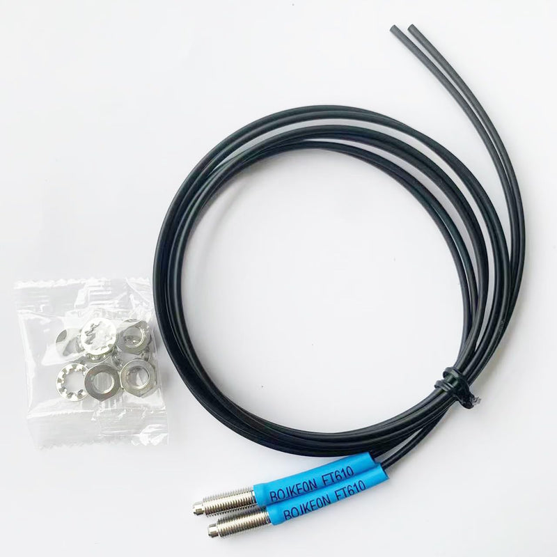 [Australia - AusPower] - FT610 Fiber Optic Sensor,Through-Beam Reflection Fiber Optic,1m Line Length,M6 Sensor Probe Through-Beam Reflection Optical Sensor 