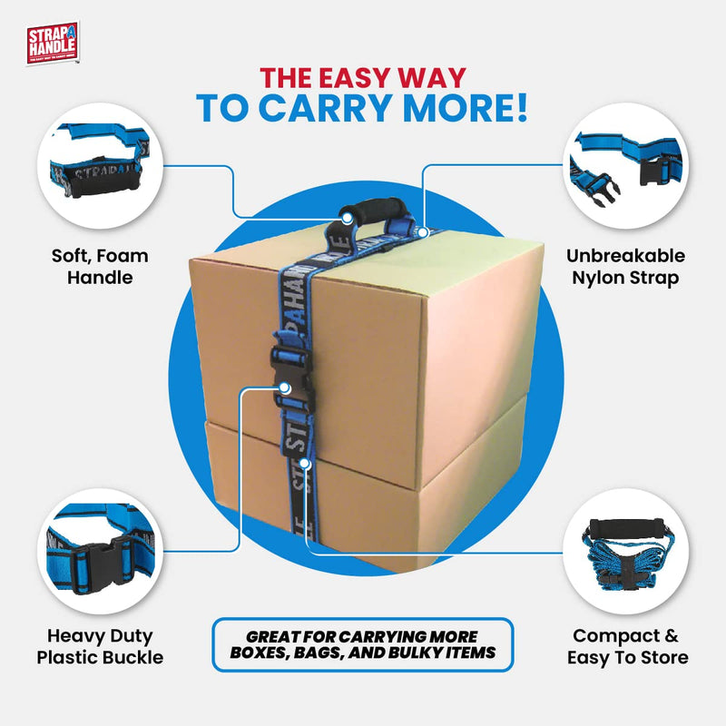 [Australia - AusPower] - Carry Strap with Handle | Adjustable and Strong | for Easy, Safe, Secure Lifting, Moving, Carrying of Heavy Boxes, Groceries, Beach Chairs 6' Length, 40lb. capacity 