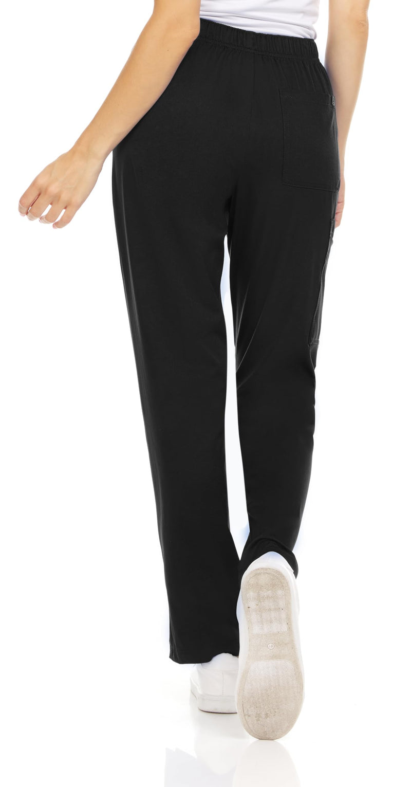 [Australia - AusPower] - Mini Marilyn Scrubs 4-Way Stretch Straight Leg Six Pocket Pants with Cargo Pockets Medium Black 