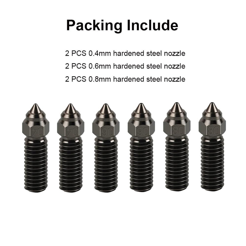 [Australia - AusPower] - 3D Printer Extruder Hotend Nozzle Kit - Included 2pcs 0.4mm + 2pcs 0.6mm + 2pcs 0.8mm Hardened Steel Nozzles, High Temperature and Wear Resistant for Creality K1/K1 Max/Ender 3 V3 KE For K1/K1 Max/Ender 3 V3 SE 