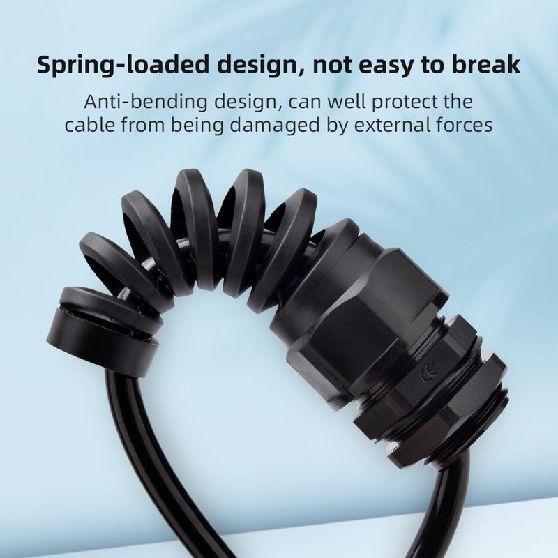 [Australia - AusPower] - Strain Relief Cord Connector, CGELE 10 Pack NPT 1/4" Waterproof Cable Gland Cord Grip Spiral Adjustable Connector Strain Relief Cord Connectors Joints Nylon with Gaskets NPT 1/4" 10PCS 
