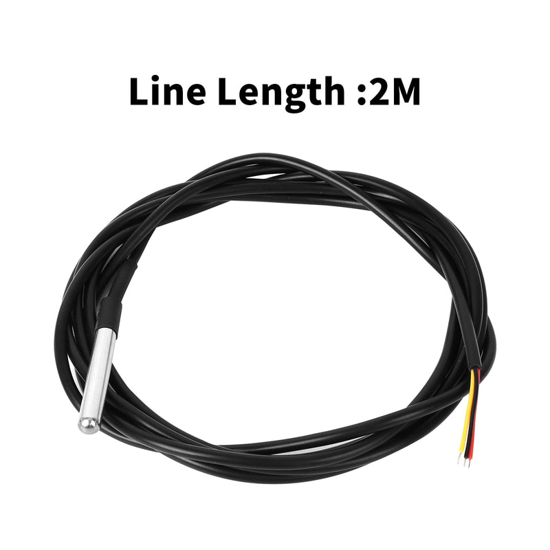 [Australia - AusPower] - 6PCS DS18B20 Temperature Sensor 2M Waterproof Temperature Probe Suitable for Arduino, xiao,ESP32 etc Development Boards Stainless Steel Probe Temperature Range (-55℃~ +125℃) 