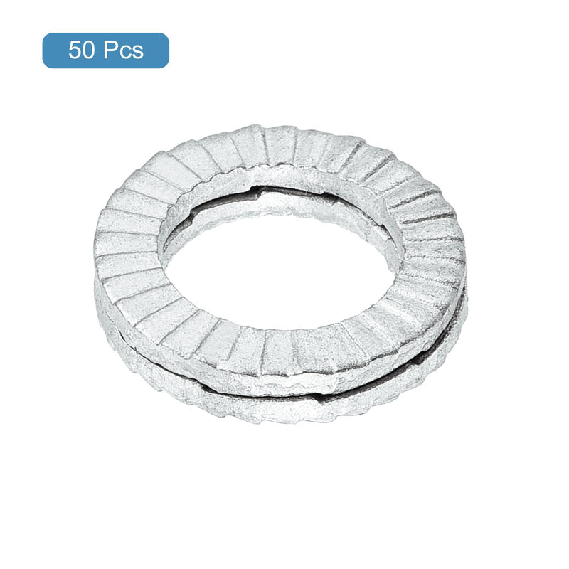 Uxcell Wedge Locking Washers for M8 Bolts, 50pcs Manganese Steel Vibration Resistant Safety Washers 50