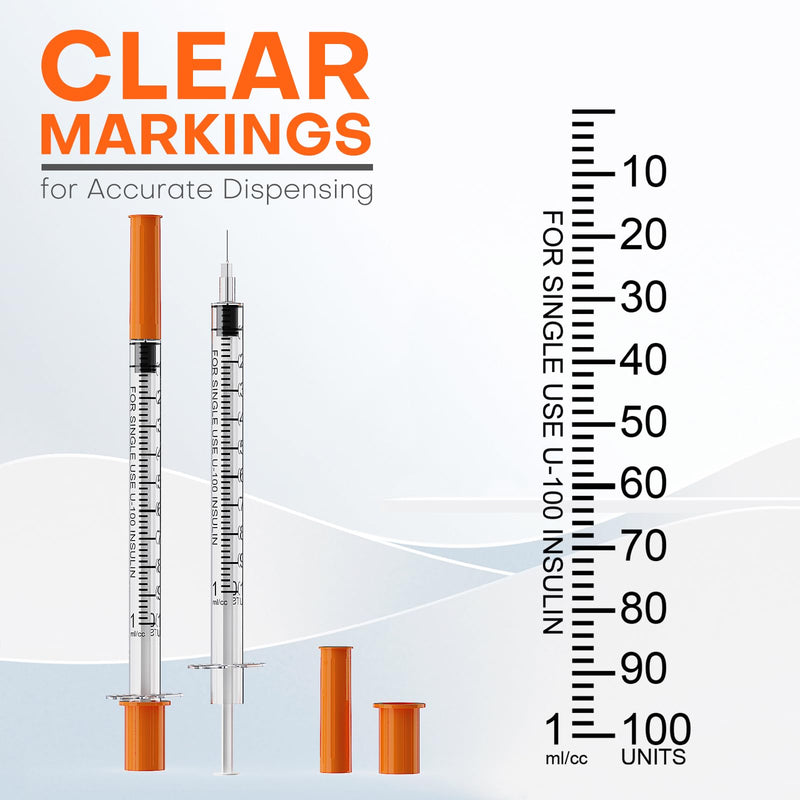 [Australia - AusPower] - Insulin Syringe U-100 | 1cc with 31G 5/16" (8mm) Needle, Pack of 100 31G-8MM-100PCS 100.0 