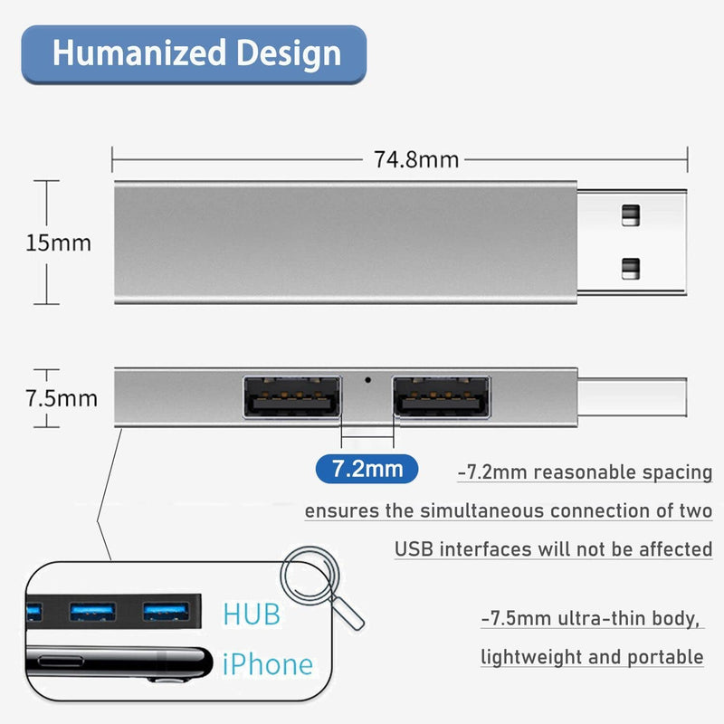 [Australia - AusPower] - USB 3.0 Hub, VIENON Aluminium 3-Port USB Hub USB Splitter USB Expander for Laptop, Xbox, Flash Drive, HDD, Console, Printer, Camera,Keyborad, Mouse Expand 3 USB 