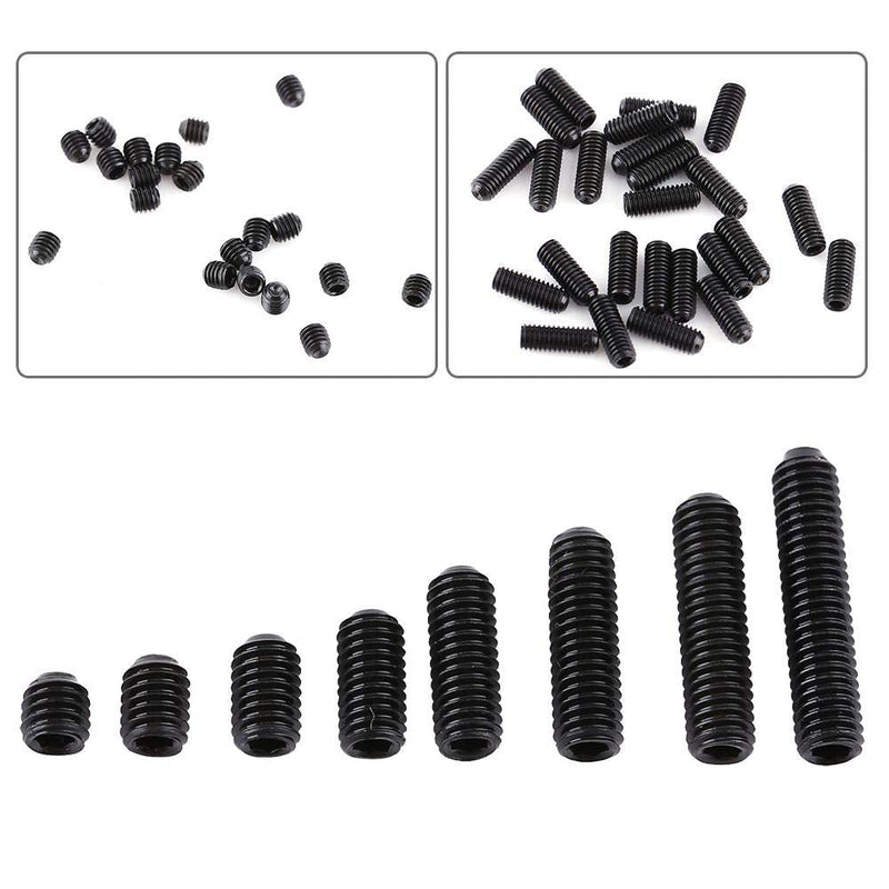 [Australia - AusPower] - Fdit 200pcs M3 Black Carbon Steel Socket Cup Point Grub Set Screw Assortment 