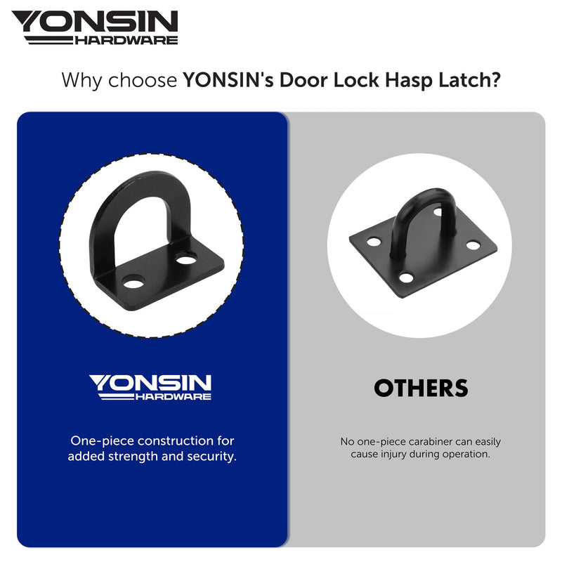 [Australia - AusPower] - 5" Door Padlock Safety Hasp Latch, Door Hasp Clasp Lock Gate Shed Hasp Latch Lock for Door Window Cabinet Pet Cage Toolbox Shed Fence, 304 Stainless Steel, Matte Black Finish, 1 Pack 5 Inch 