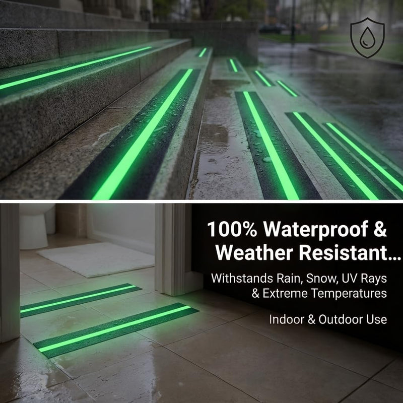 Anti Slip Tape 2" x 33',with Glow-in-the-Dark Strip, Heavy Duty Grip Tape Non Skid Traction Tape for Stairs Outdoor Steps Ramps Decks, Waterproof Tape for Indoor Bathroom Kitchen Garage Safety 2" x 33ft Glow Strip