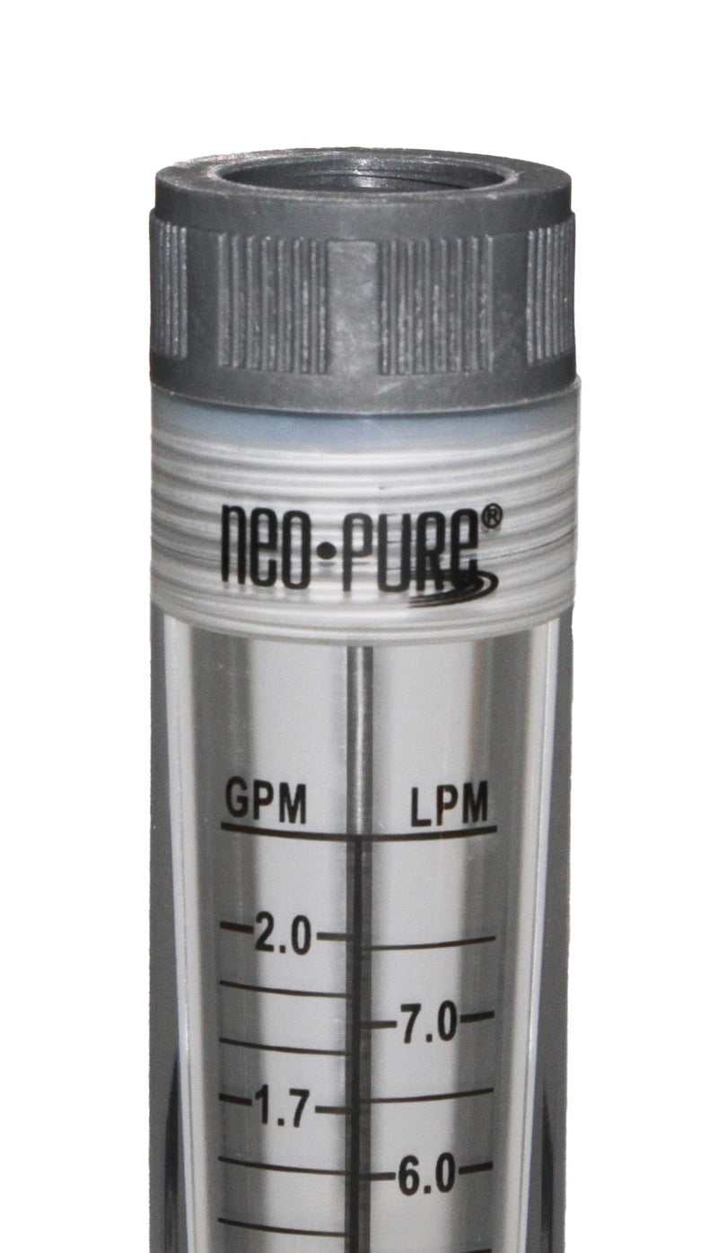 [Australia - AusPower] - Neo-Pure Inline Liquid Water Flowmeter, 0.2–2 GPM, 1/2" FNPT Female Ports – Accurate Flow Monitoring for RO Systems, Filtration & Low-Flow Applications – 1 Unit 