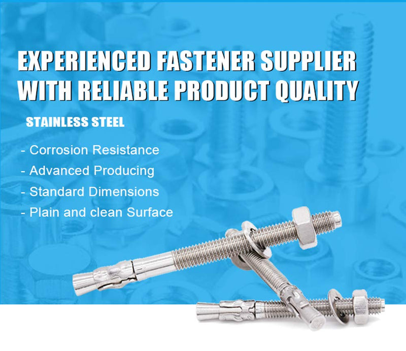 [Australia - AusPower] - 3/8" X 3" Concrete Anchor, 304 Stainless Wedge Anchor with Excellent Anti-Rust Performance, 304(18-8) Stainless Steel Concrete Anchors and Screws Kit (10pcs) 3/8" X 3" 