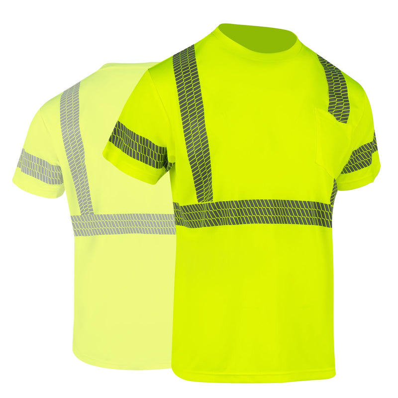 High Visibility Short Sleeve Safety T-Shirts with Reflective Strips for Men Class 3 Hi Vis Construction Work Shirts X-Large Yellow