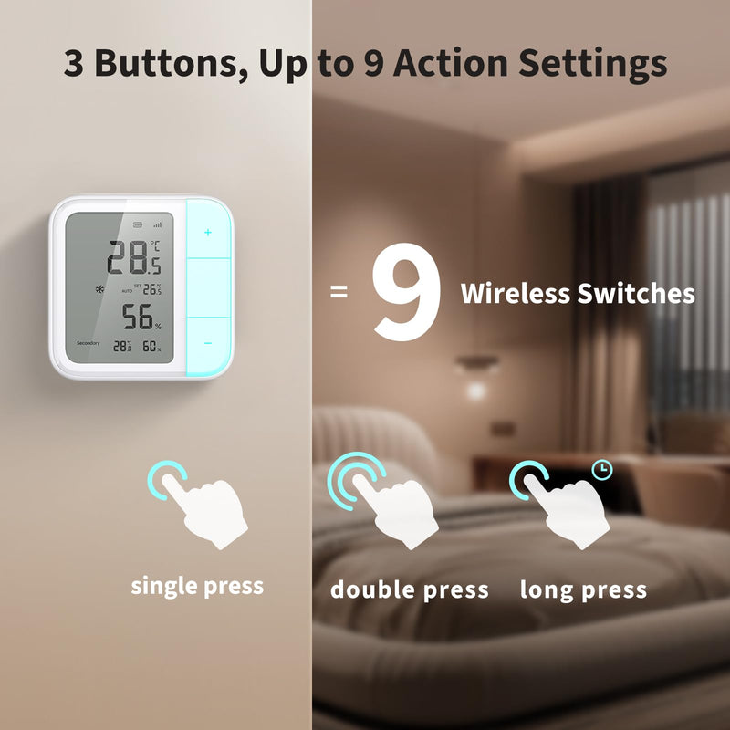[Australia - AusPower] - Aqara Thread/Zigbee Smart Climate Sensor W100 with Aqara Temperature Humidity Sensor, Remote HVAC Control, 3 Customizable Buttons,Works with Apple Homekit, Alexa, Google 