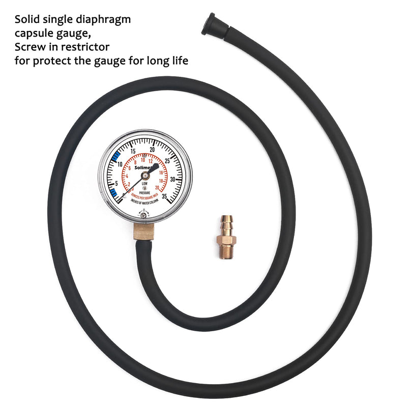 Natural Gas or LP Gas Manifold Pressure Test Kit, LP Gas Pressure Tester, Natural Gas Meter, 0-35" W.C
