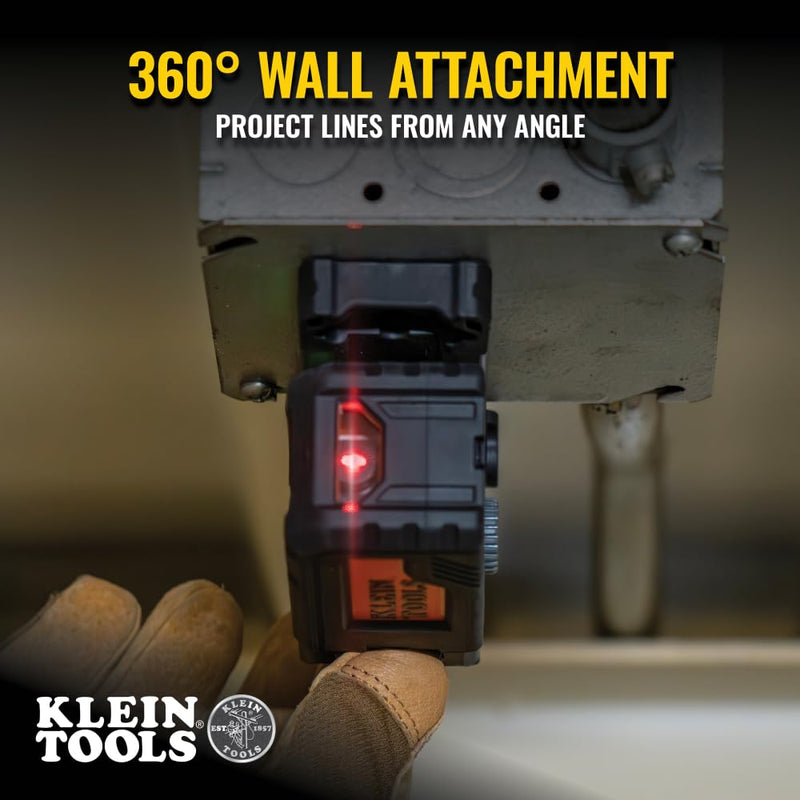 [Australia - AusPower] - Klein Tools 93PTL Magnetic Pocket Laser Level, Bright Red Leveling and Alignment Tool, 3 Bubble Vials, 360-Degree Wall Attachment, Picture Hanging Red Line 