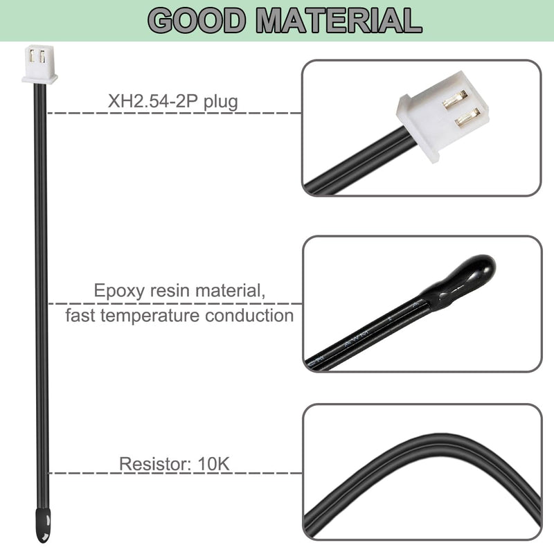 [Australia - AusPower] - 10 Pcs NTC Thermistor Temperature Probe with XH2.54-2P Plug 3950 B Value Epoxy Sensitive Temp Sensor 15.7In for Air Conditioner Refrigerator, Freezer, Thermostat(40cm) 