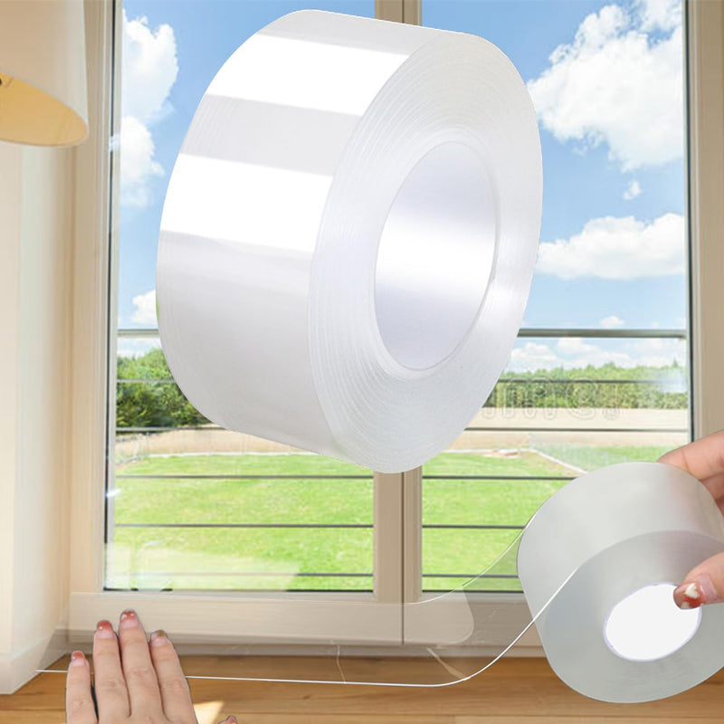 Window Weather Sealing Tape 2 Inch x 33 FT Weather Stripping Residue-Free Clear Window Draft Isolation Sealing Film Caulk Tape for Doors and Shower Glass Gaps Bathroom 2in X 33 FT X 7.87Mils Thickness