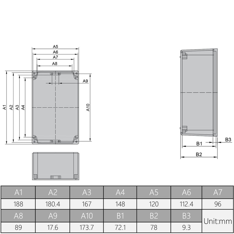 Fielect Aluminum Enclosure Project Box Waterproof IP65 Metal Junction Box Universal Electrical Project Enclosure Box, 7.40" x 4.72" x 3.07" 7.40" x 4.72" x 3.07"