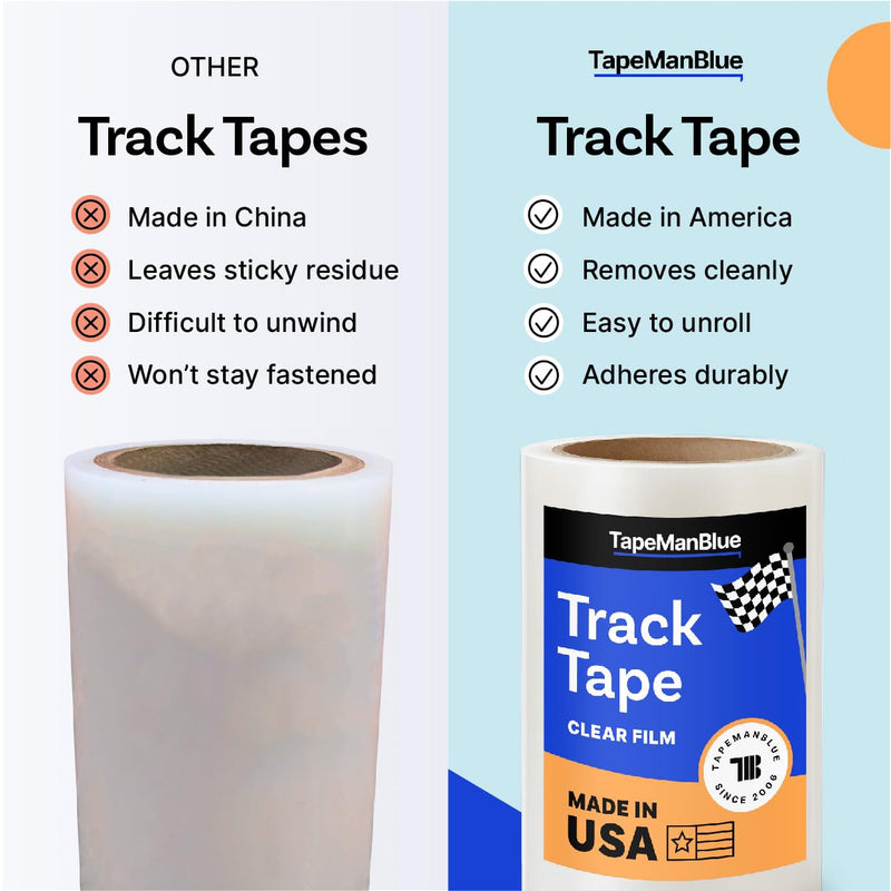 Track Tape for Cars - 6 inch x 1200" Roll, Made in USA, Temporary Paint Protection Film (PPF) for Road Trips and Car Transport, Clear Track Wrap Tape to Shield Vehicles from Rubber, Bugs, Debris
