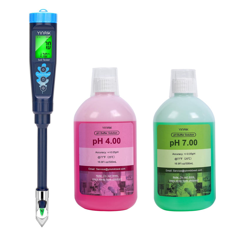 [Australia - AusPower] - YINMIK Soil pH Meter with 16.9Fl oz 4.00 & 7.00 pH Calibartion Solution Kits 
