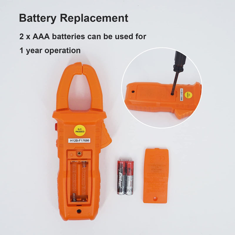 [Australia - AusPower] - Digital Clamp Meter Auto-Ranging Multimeter Amp Voltage Tester Measure AC Current 600 A, AC/DC Voltage, Resistance, NCV, LPF, Diodes, Continuity and Backlight for Electricians 