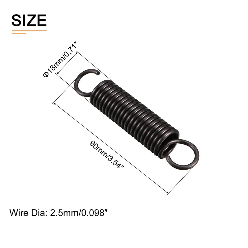 [Australia - AusPower] - 2.5x18x90mm(WxODxL) Extension Spring - 2Pack - Good for Home Repair Machinery - Manganese Steel Extended Compressed Spring - Black 2.5x18x90mm 