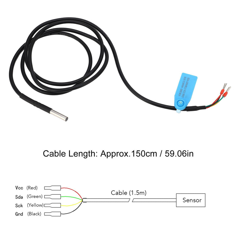 [Australia - AusPower] - Soil Temperature Humidity Sensor Probe Stainless Steel Plastic I2C Interface DC3.3V Integrated PTFE Filter Membrane Operating Condition IP67 