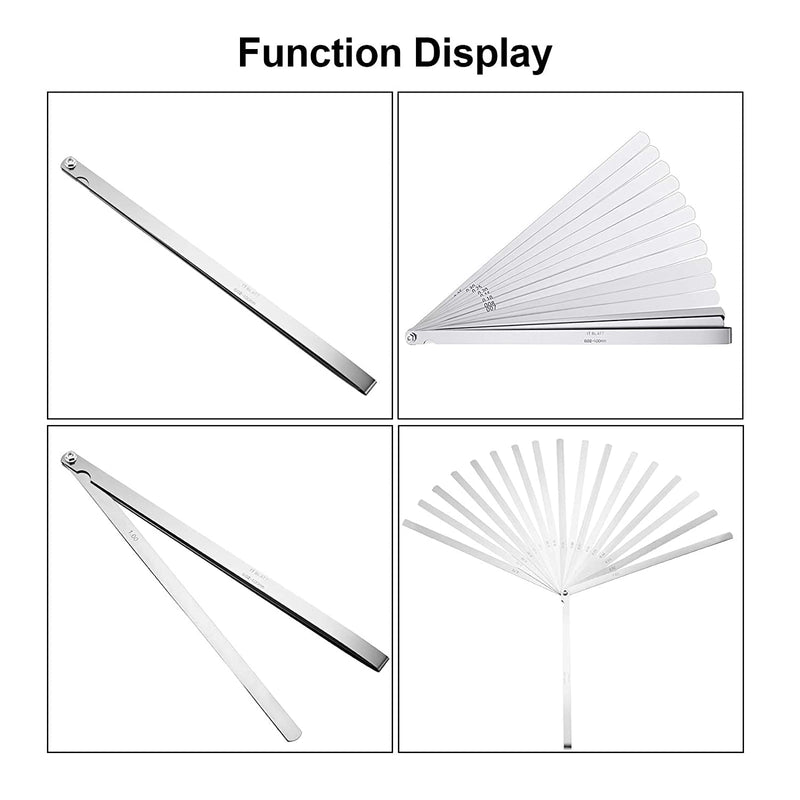 [Australia - AusPower] - 17 Blades Long Feeler Gauge 0.02-1.00 mm, Stainless Steel Feeler Gauge Dual Marked Metric and Imperial Measuring Tool(0.02-1.00 mm, 17 Blades) 