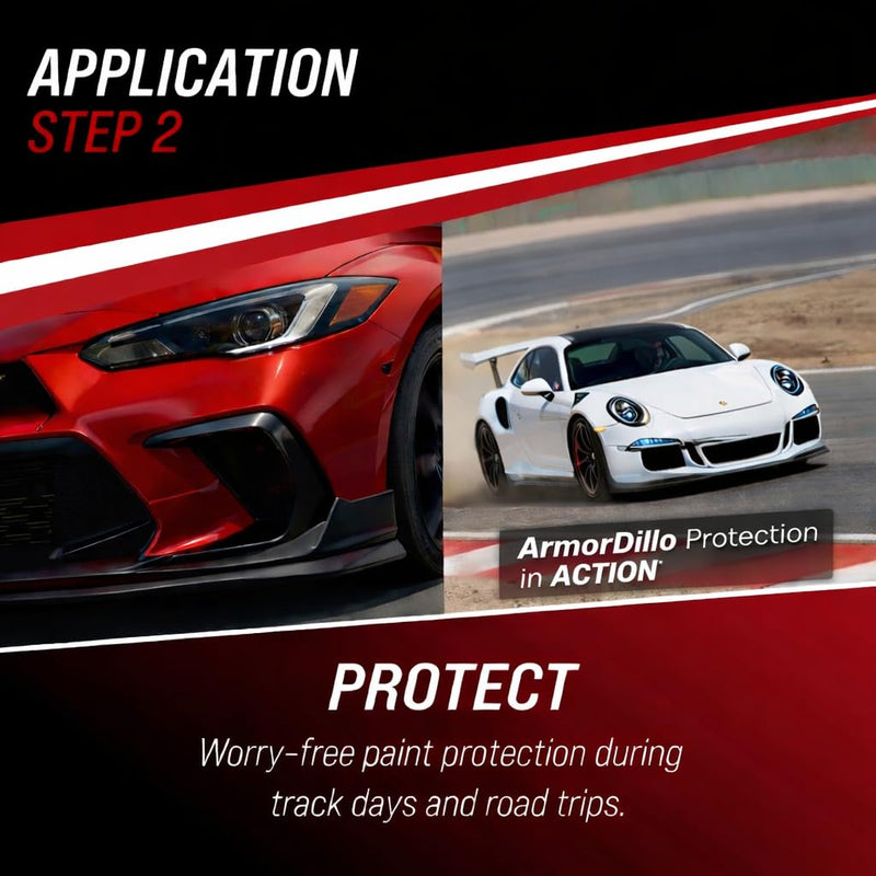 ArmorDillo Temporary Paint Protection Film 3" x 100', Clear Adhesive Car, Bike, Auto Paint Protect Film Tape, Perfect for First-Time Users, Clear PPF, for Track Day, Road Trips, Free Utility Knife