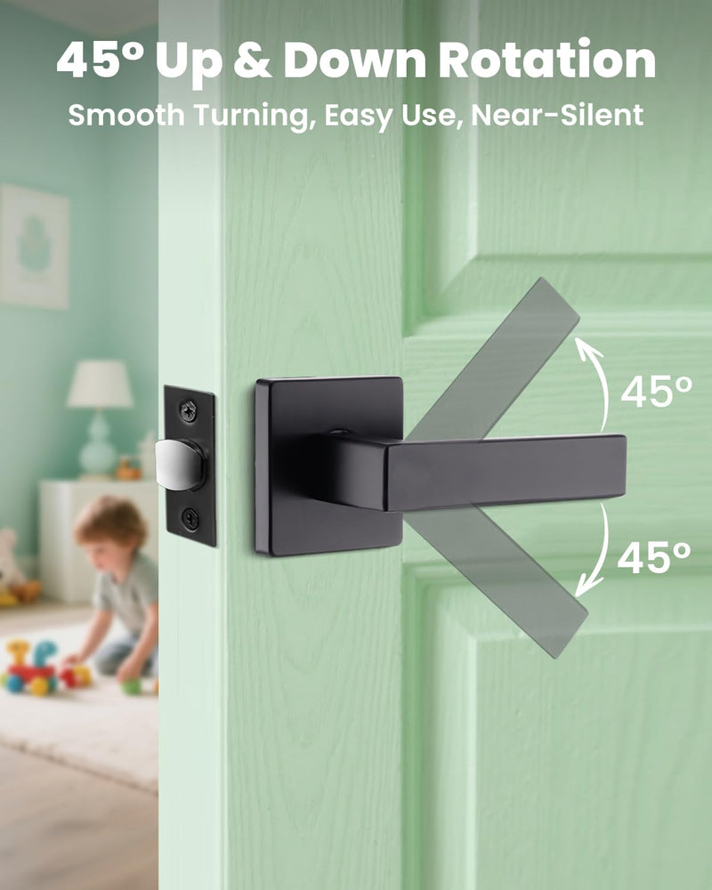 Passage Door Lever Dummy GreenShield Exterior Interior Door Handle for Hallway Closet Heavy Duty Non-Locking Lever Sets No Key Door Knob for Right Left Handed Door (1 Pack, Matte Black) 1 Pack Passage Matte Black