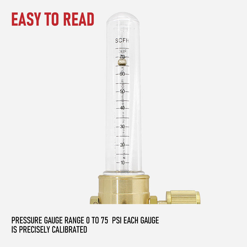 [Australia - AusPower] - RX WELD Nitrogen Flow Indicator 1/4" SAE Flare Inlet and Outlet 50PSI 
