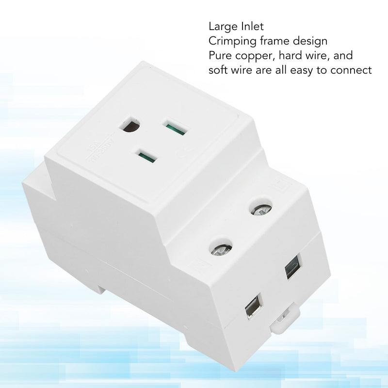 [Australia - AusPower] - Ejoyous Din Rail Outlet, DIN Rail Socket Built in Protective Con tact Earthing Con tact Outlet for Distribution Panel (US AC110‑250V 15A) US AC110‑250V 15A 
