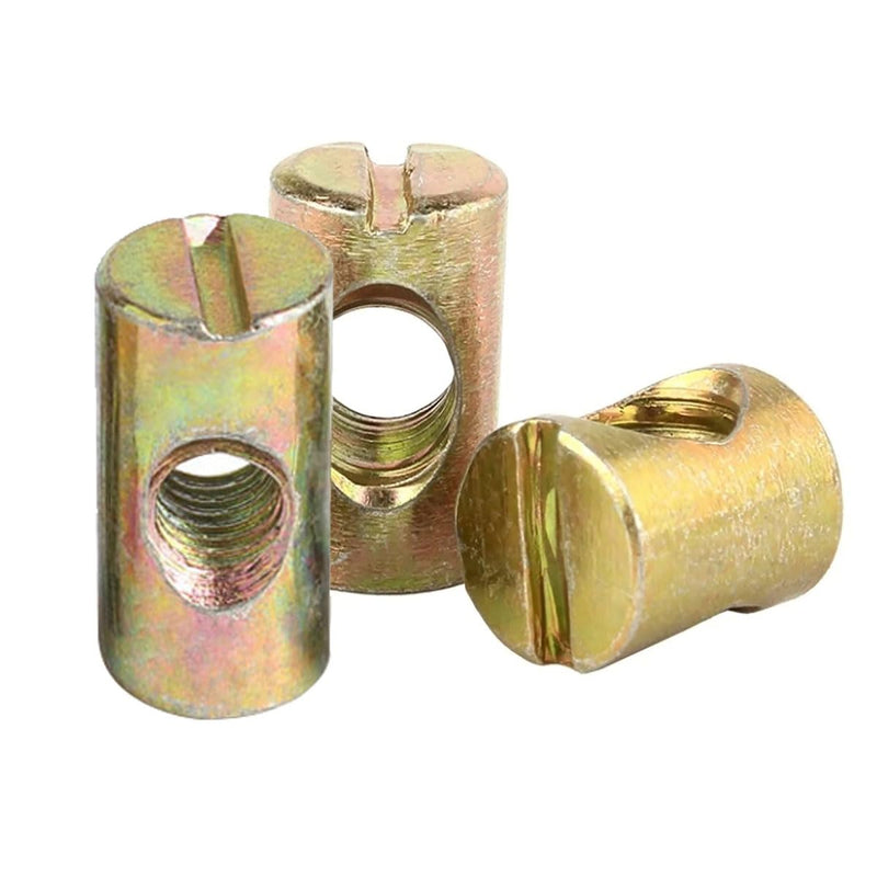 [Australia - AusPower] - AYLIFU 15 pcs M6 Slotted Barrel Nuts Galvanized Horizontal Hole Nut Slotted Cross Hole Nut for Furniture Bed Chairs M6 x 20mm 