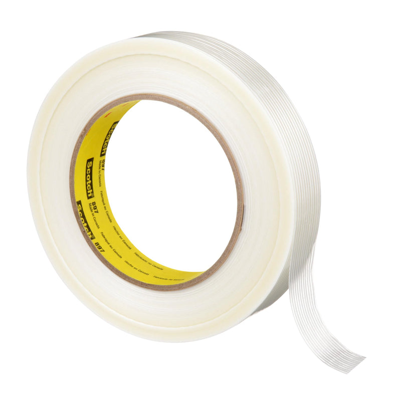 3M Scotch 897 Filament Tape, 170 lbs/in Tensile Strength, 55m Length x 24mm Width, Clear