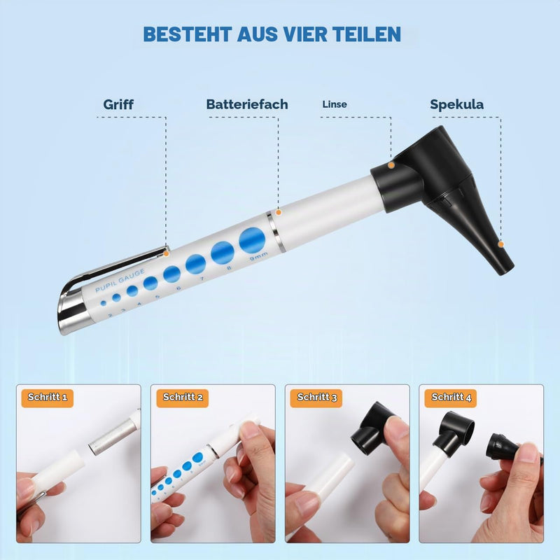 Healifty LED Ear Diagnostic Otoscope Ear Care Magnifier Penlight Torch Ear Care Set without Battery