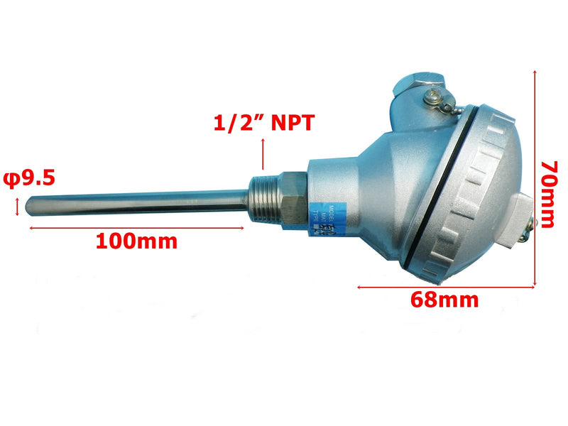 [Australia - AusPower] - Temperature Sensors K Type Probes 4 inch Length with 1/2” NPT and Terminal Head 