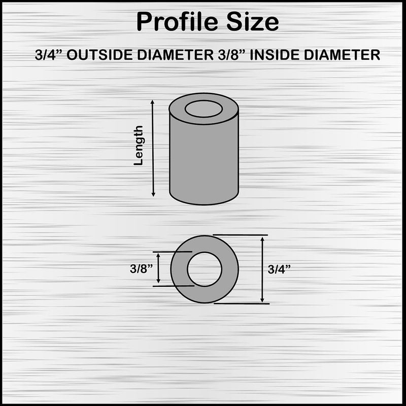 Aluminum Spacer Black 3/4" OD x 3/8" ID x Choose Your Length, Round Spacer Unthreaded Standoff Bushing Plain Finish, Fits Screws Bolts 3/8" or M10 by Metal Spacers Online (2" Length, 10 Pack) 2" Length