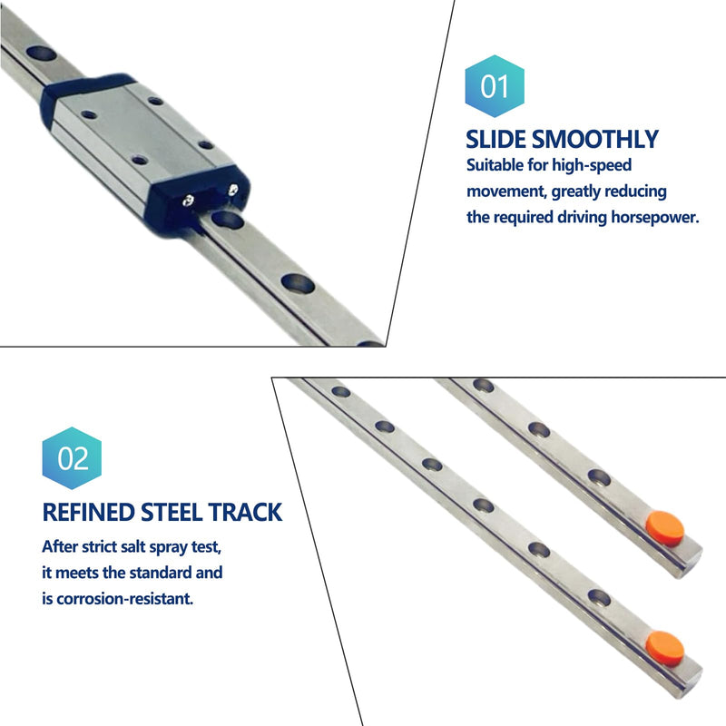 [Australia - AusPower] - 2PCS MGN9H mini Linear Guide Rail, 400mm Linear Sliding Guide Rail with MGN9H Sliding Block, Suitable for 3D Printers and CNC Machines, Medical Equipment, Automation Equipment, etc 4 2pcs MGN9H+2pcs 400mm Linear Guide Rail 