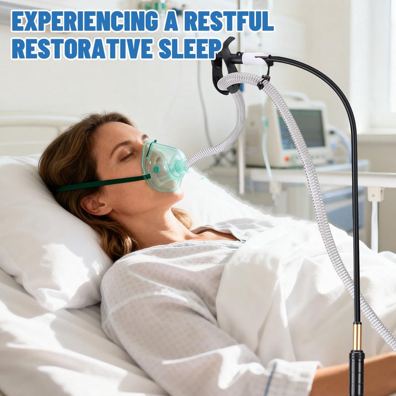 CPAP Hose Holder, Height Adjustable CPAP Hose Holder with 3 Clips, 360° Flexible, Tangle-Free, Adjustable & Robust
